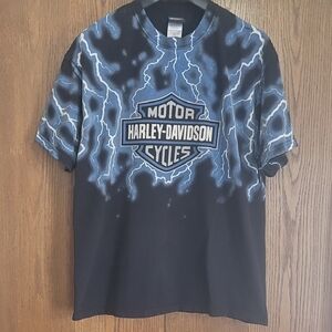 Harley-Davidson Men's Black and Blue Thunder Tee
